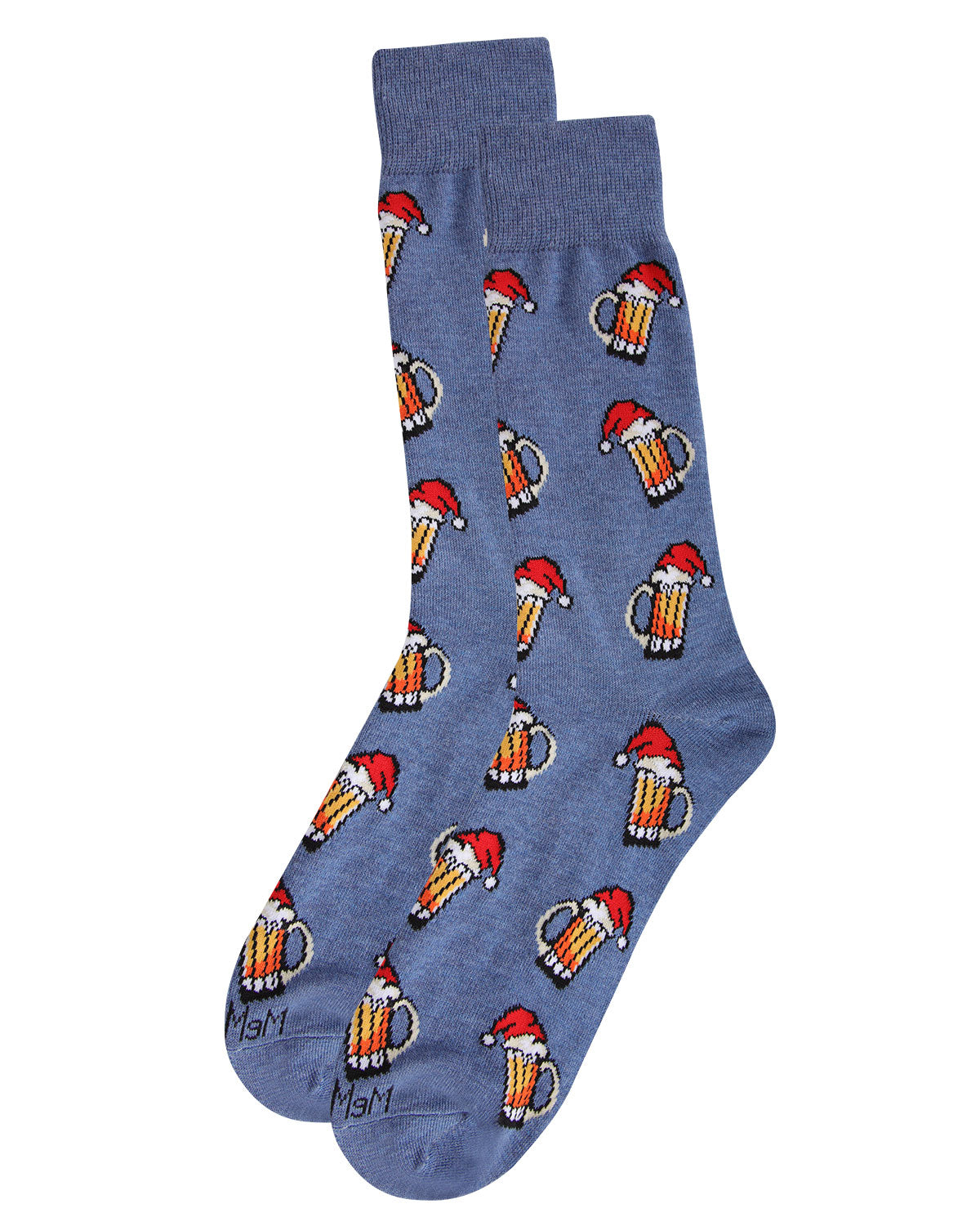 Men's Festive Santa Hat Beer Mug Novelty Crew Socks