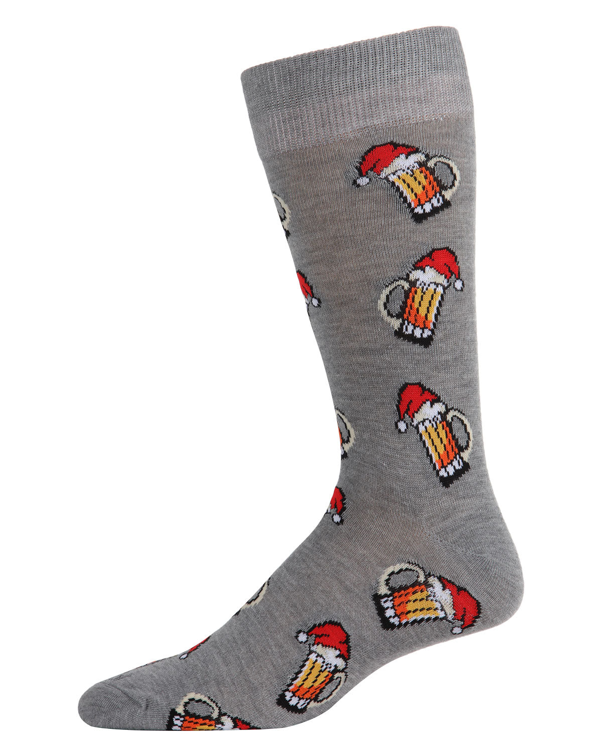 Men's Festive Santa Hat Beer Mug Novelty Crew Socks