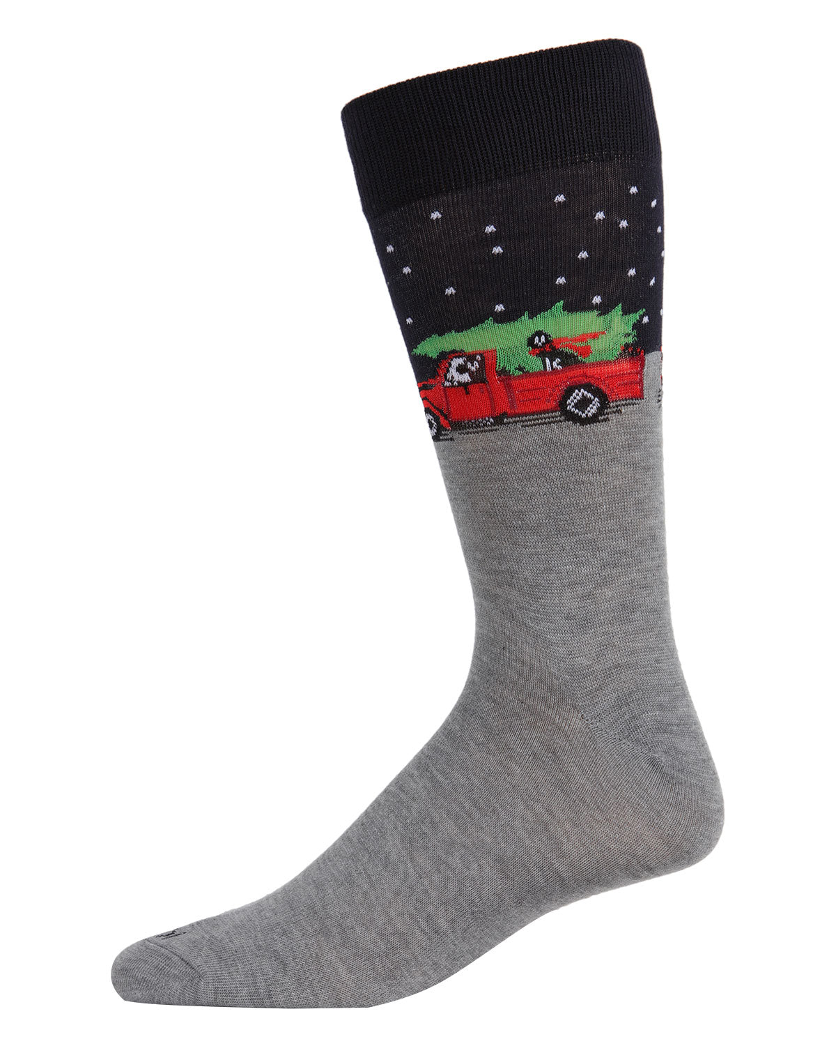 Men's Festive Puppy Pickup Truck Novelty Crew Socks