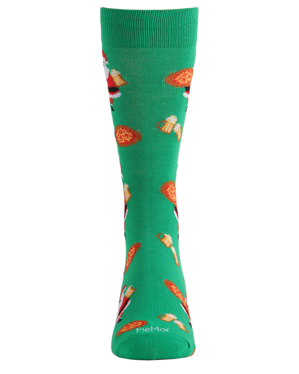 Men's Jolly Santa with Pizza and Beer Novelty Crew Socks