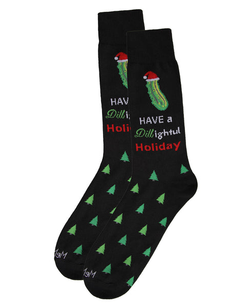 Men's Dill-ightful Holiday Pickle Novelty Crew Sock