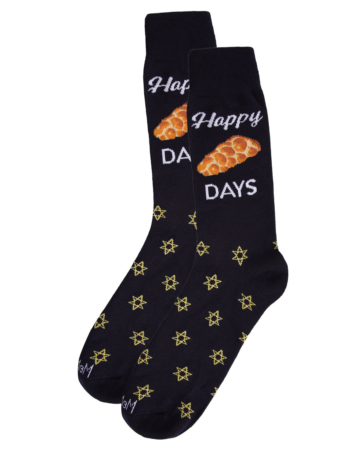 Men's Funny Pun Happy Challah-Days Novelty Crew Socks