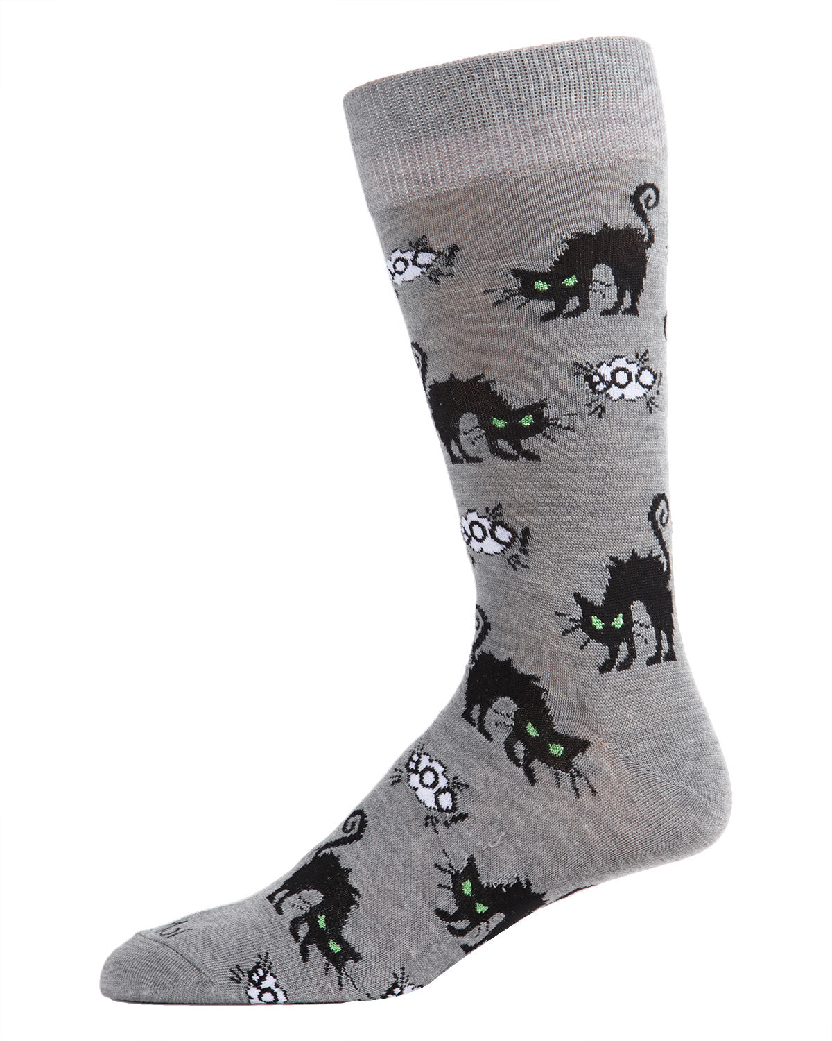 Men's Scary Halloween Black Cat Novelty Crew Sock