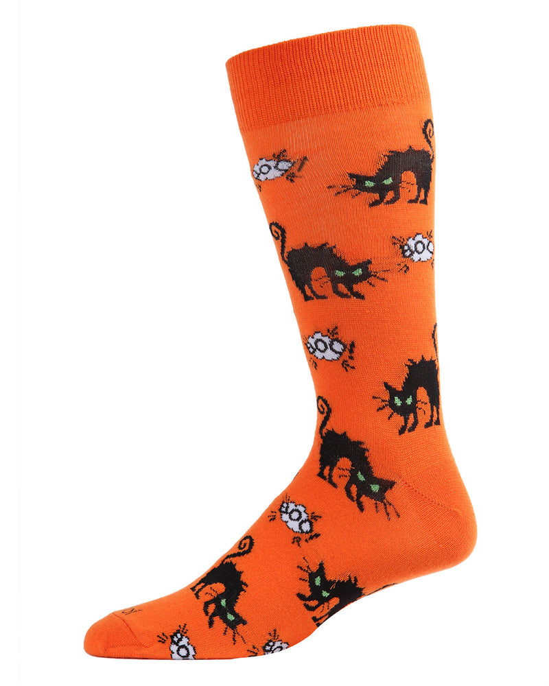 Scary Cat Men's Crew Sock | Halloween Socks for Men by MeMoi