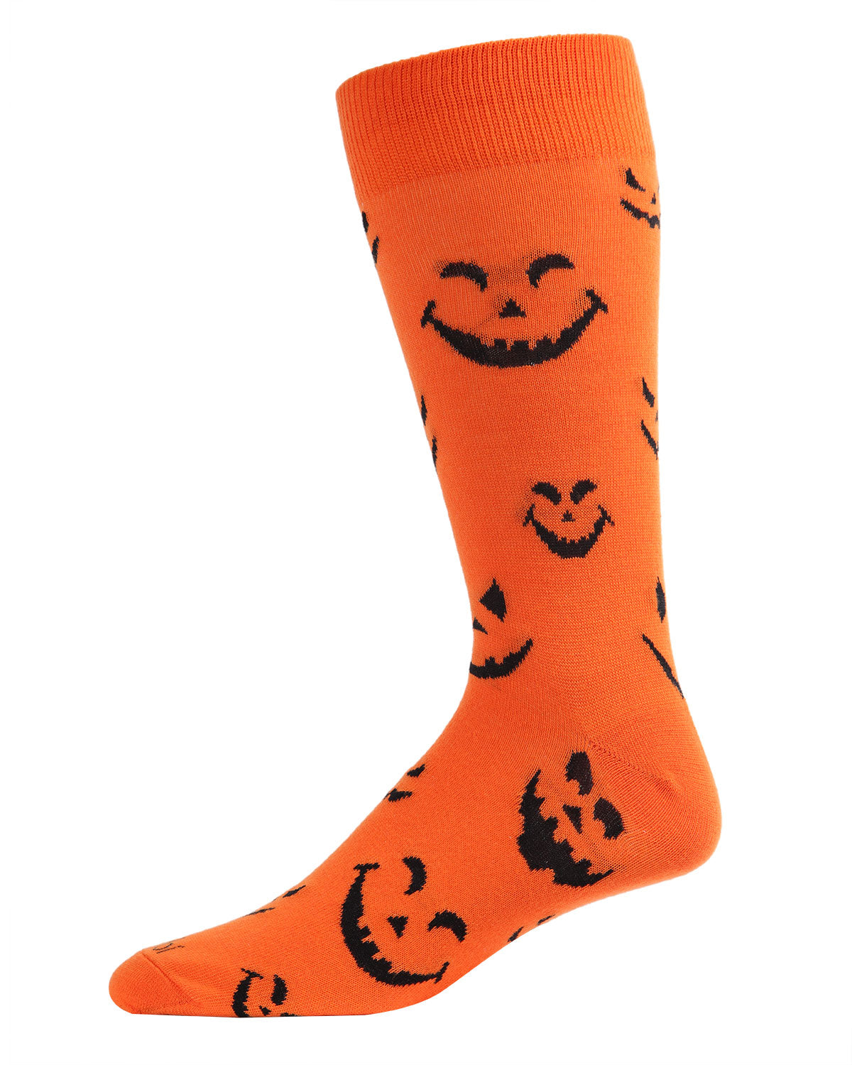 Men's Festive Halloween Pumpkin Faces Novelty Crew Sock