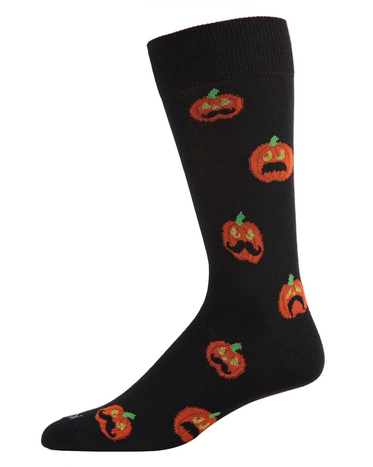 Men's Funny Mustache Jack O' Lantern Novelty Crew Sock