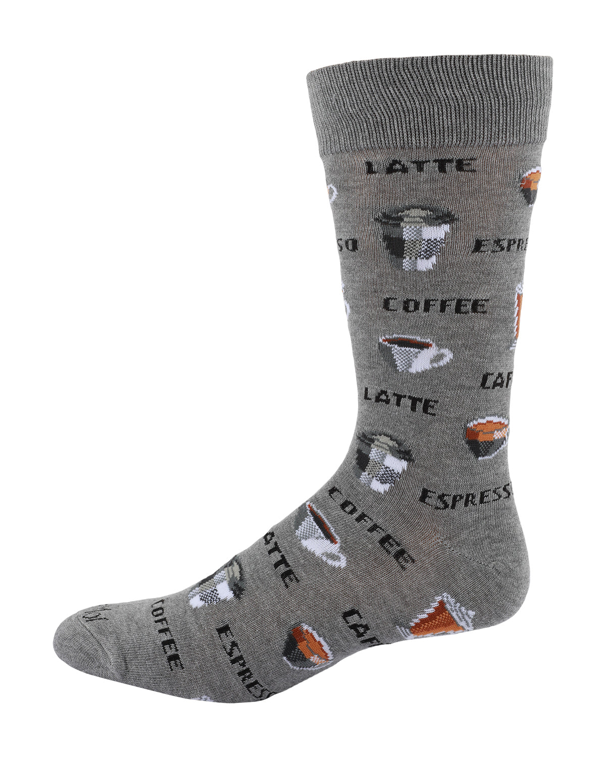 Coffee Time Men's Bamboo Blend Novelty Crew Sock