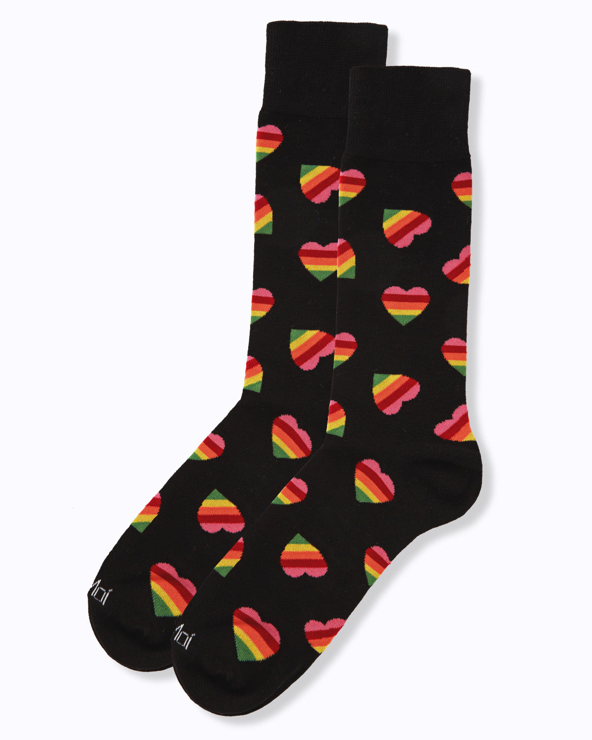 Men's Rainbow Heart Bamboo Blend Novelty Crew Sock