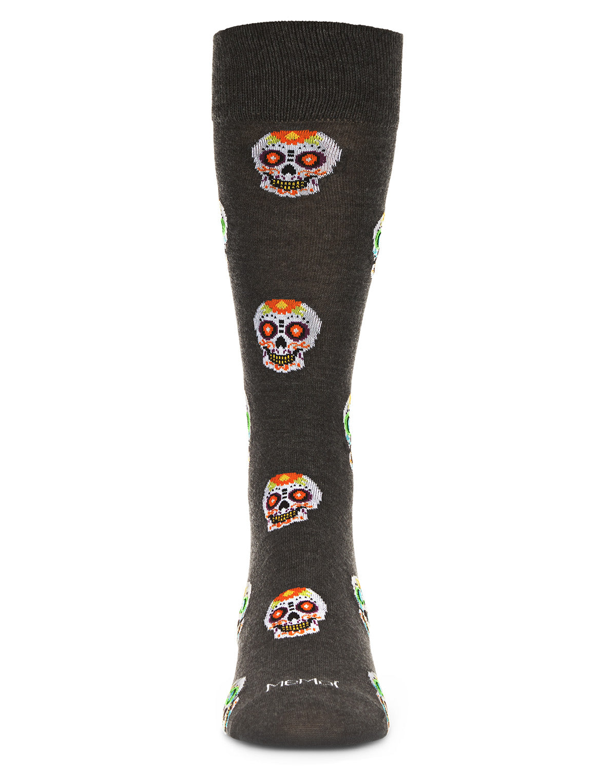 Men's Mustachioed Sugar Skull Bamboo Blend Crew Socks