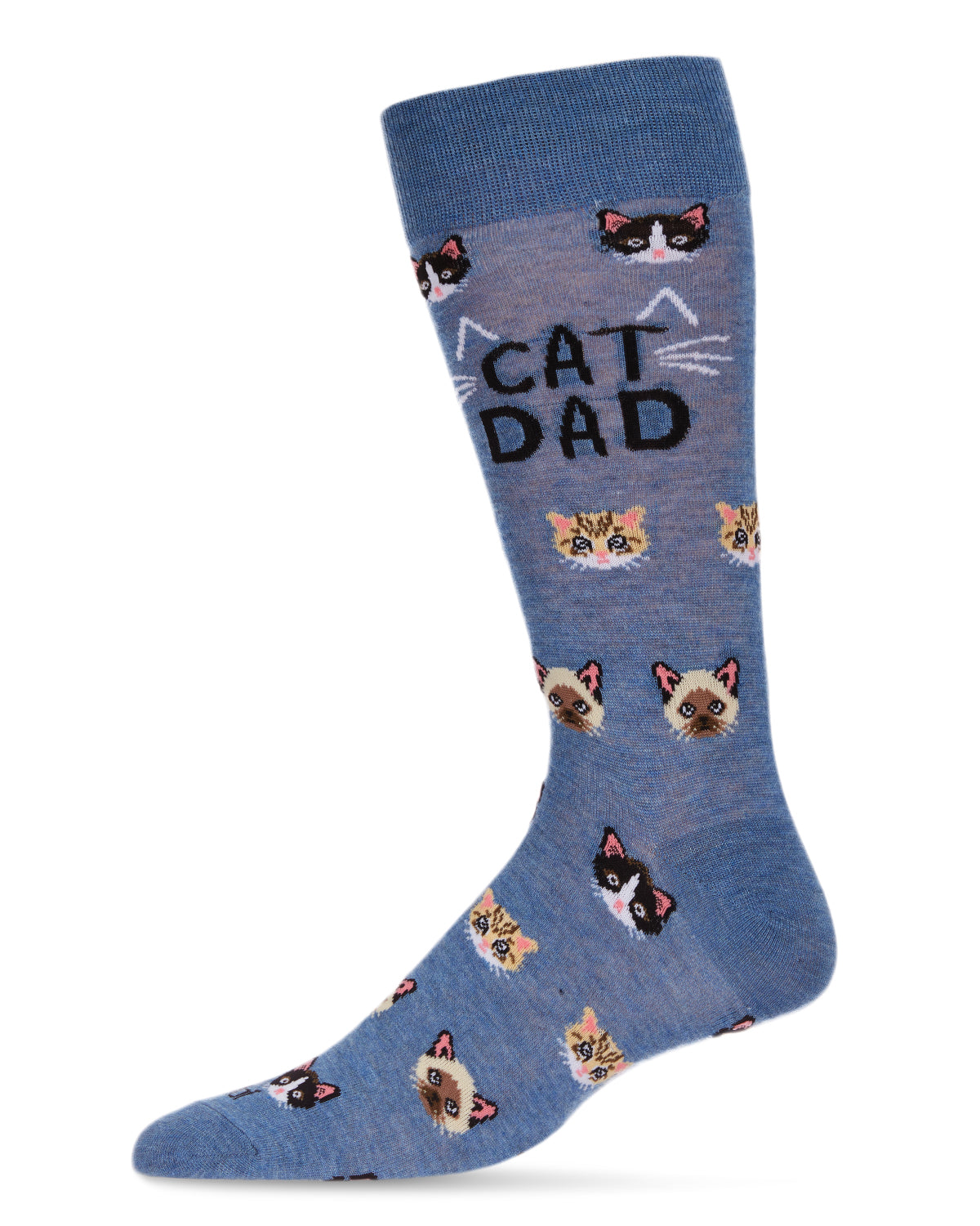 Men's Crazy Cat Dad Bamboo Blend Novelty Crew Sock