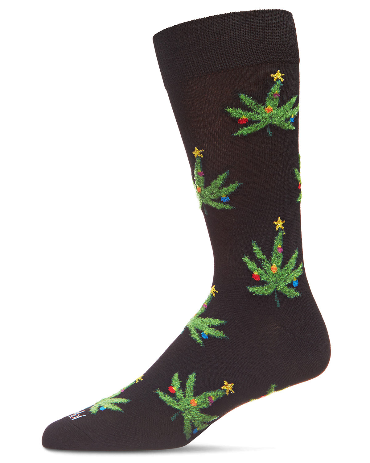 Men's Marijuana Leaf Trees Holiday Novelty Crew Sock