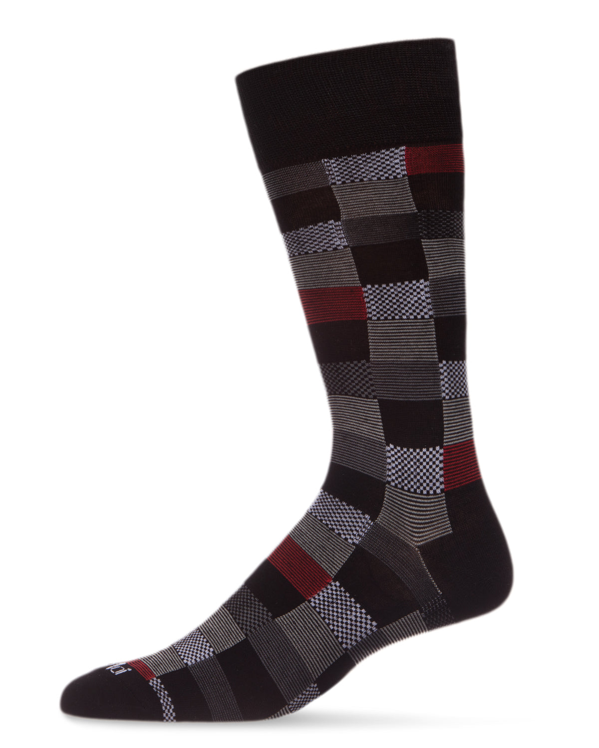 Men's Checkerboard Plaid Bamboo Dress Crew Socks