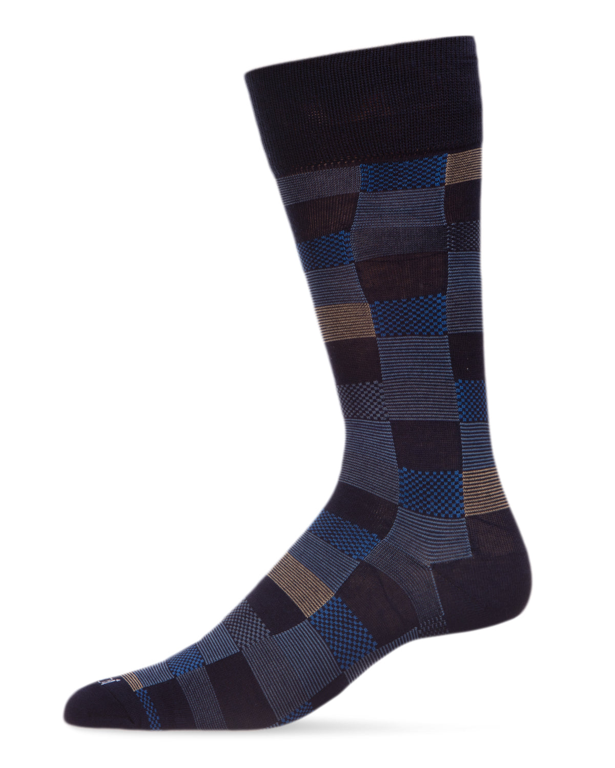 Men's Checkerboard Plaid Bamboo Dress Crew Socks