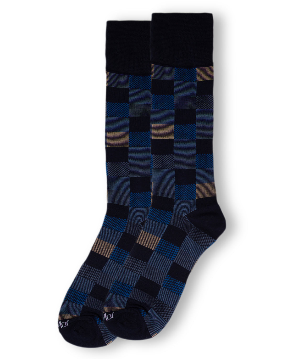 Men's Checkerboard Plaid Bamboo Dress Crew Socks