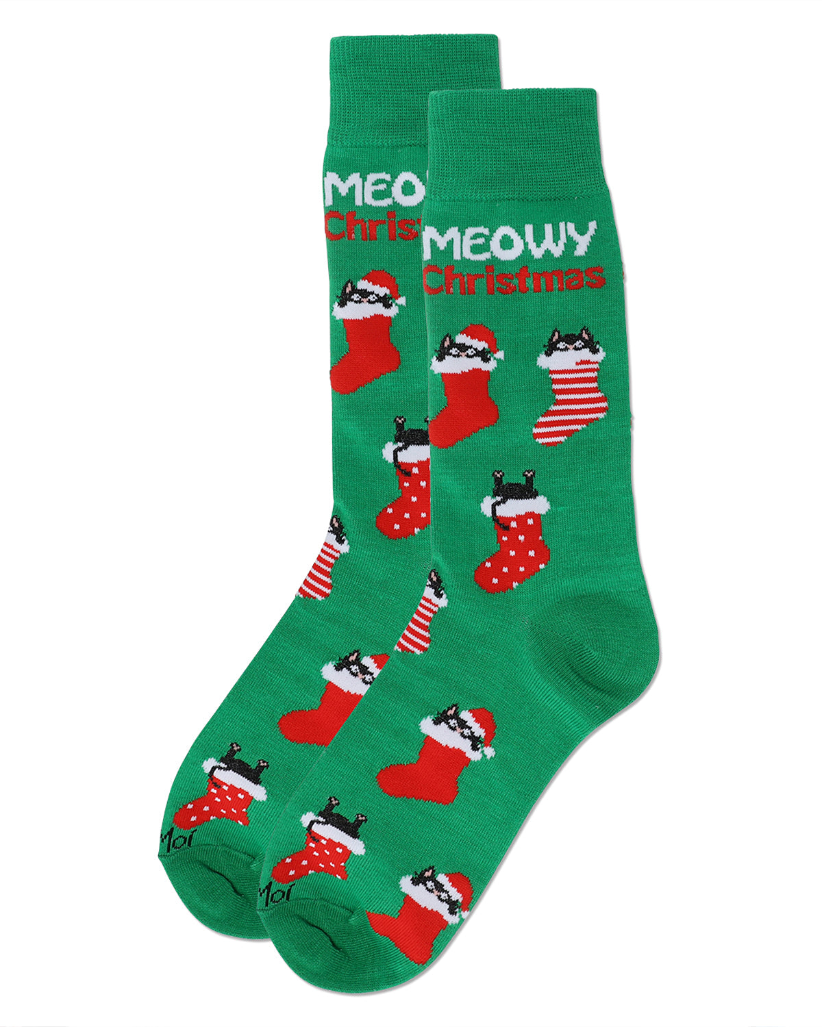 Men's Meowy Christmas Holiday Crew Socks