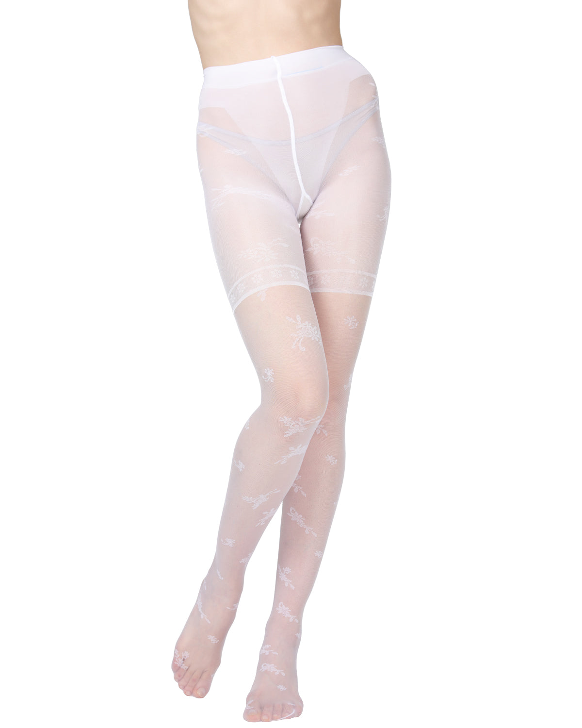 Women's Ambition Sheer Control Top Flower Pantyhose