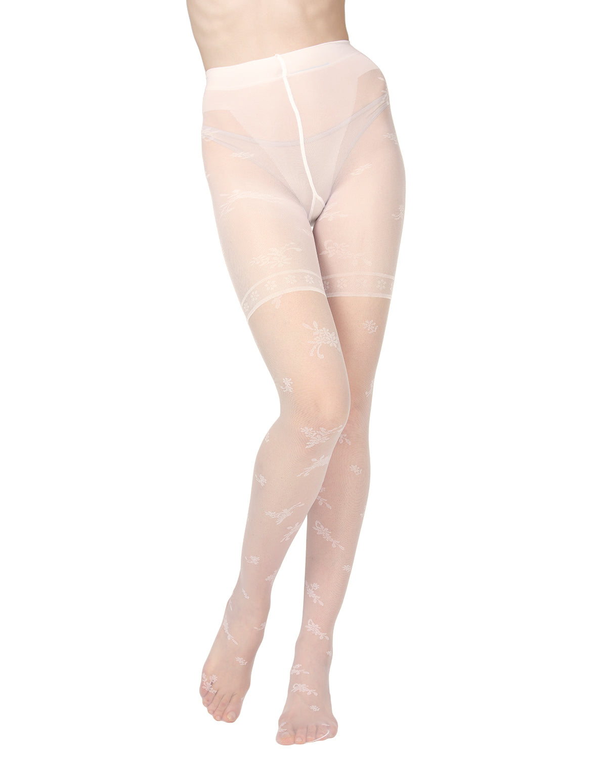 Women's Ambition Sheer Control Top Flower Pantyhose