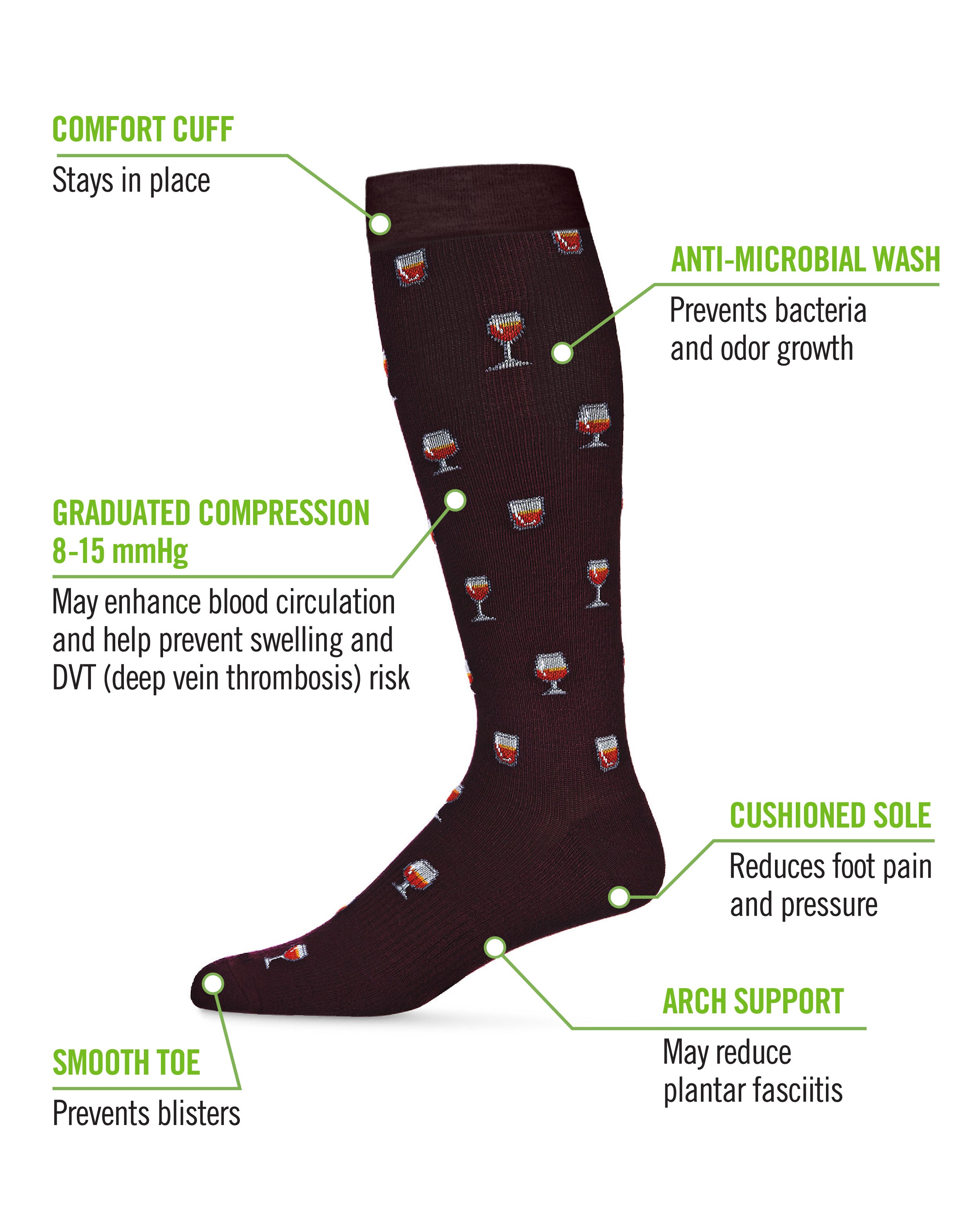 Men's Brandy Bamboo Blend 8-15mmHg Graduated Compression Socks