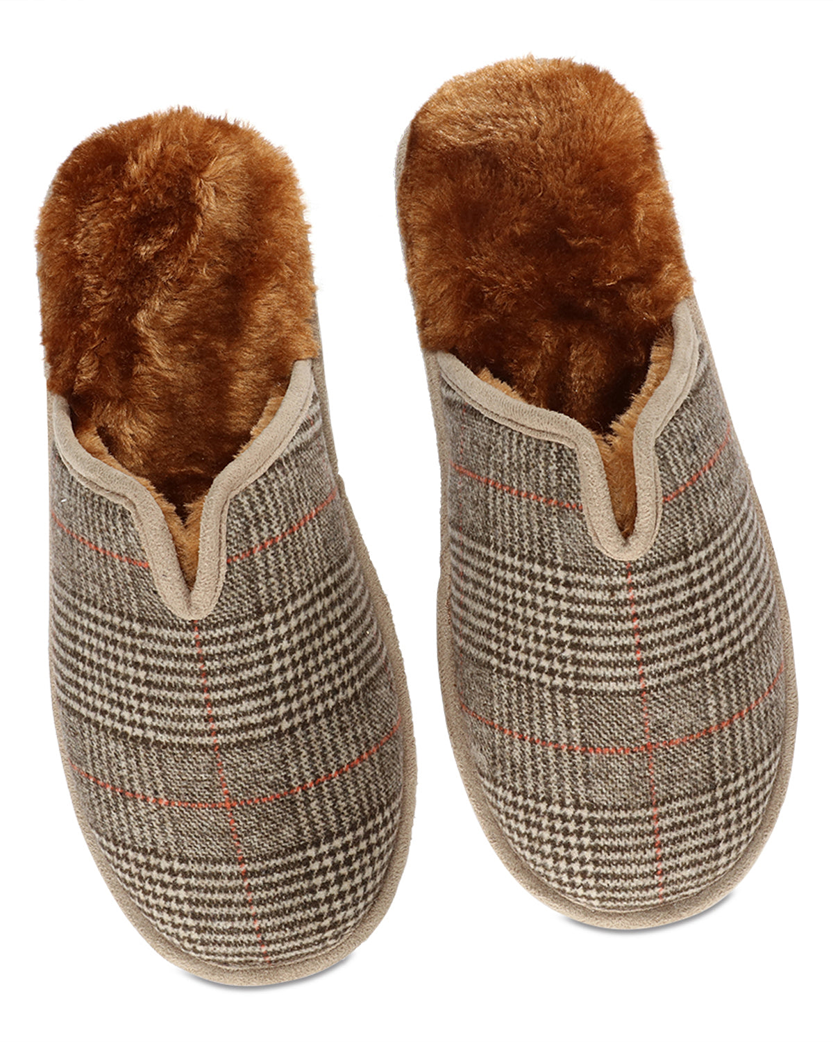 Men's Glen Plaid Plush Slippers