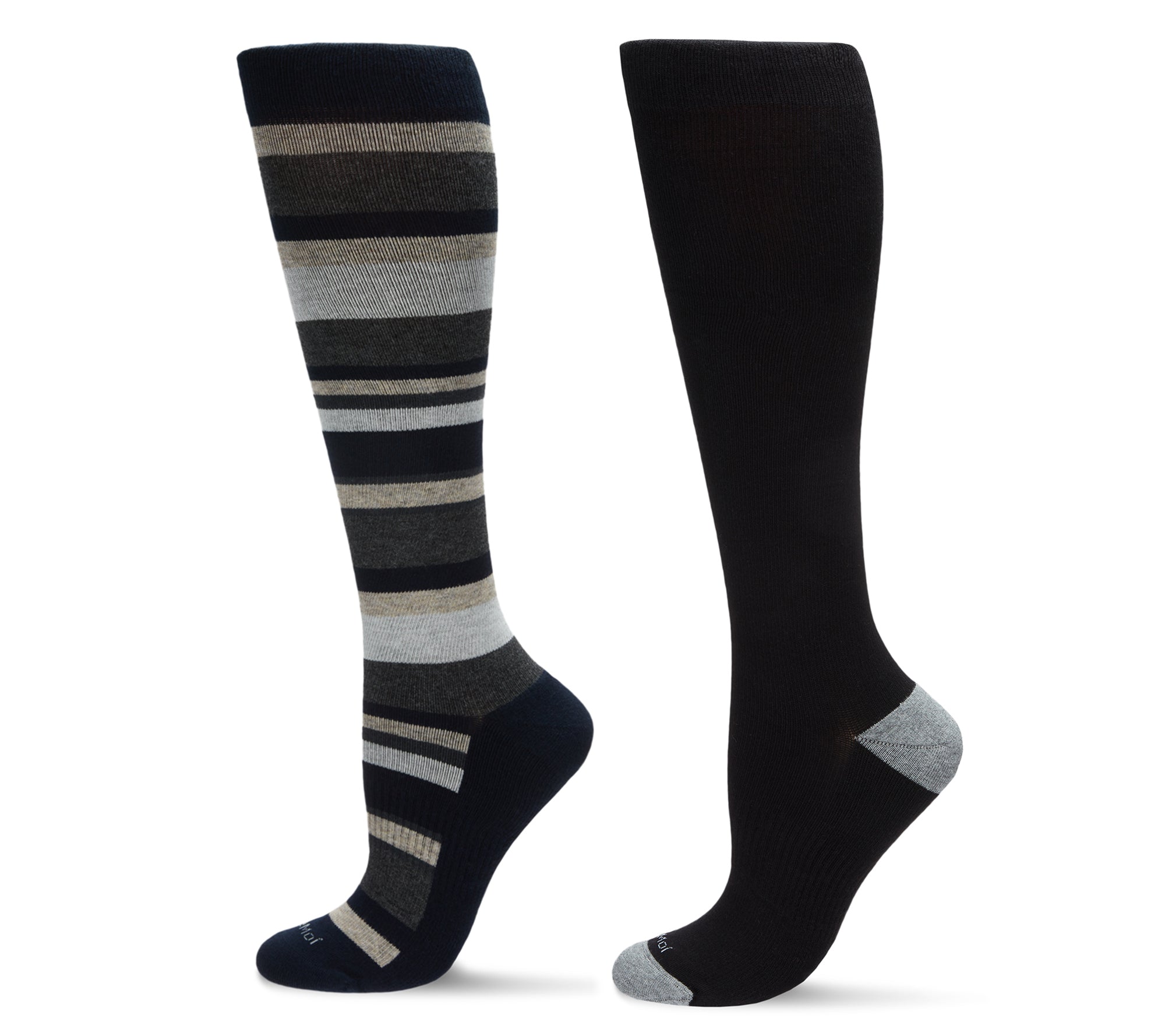 Women's 2 Pair Pack Cotton Blend 15-20 mmHg Graduated Compression Socks