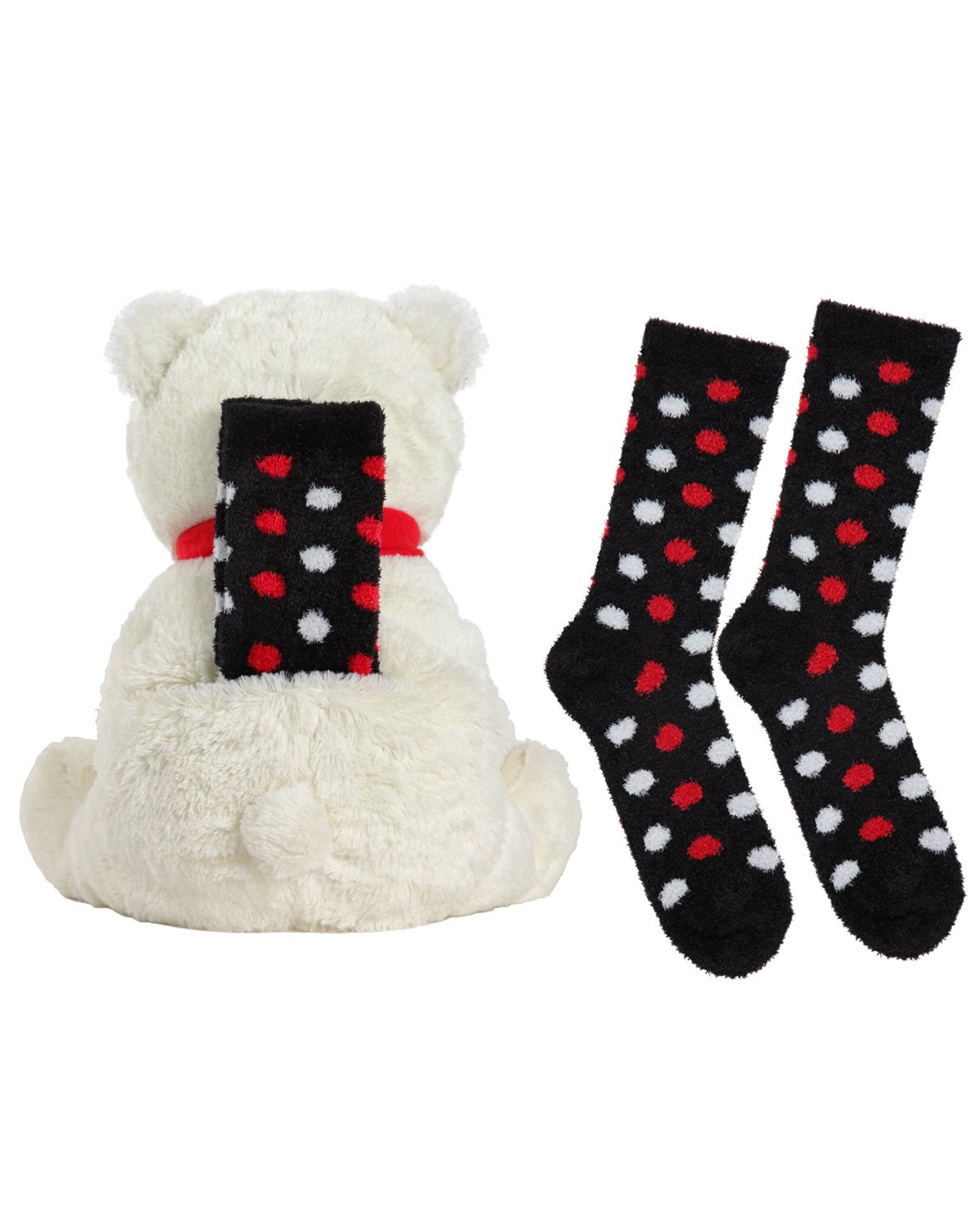 Cozy Buddies Stuffed Bear with Matching Polka Dot Sock