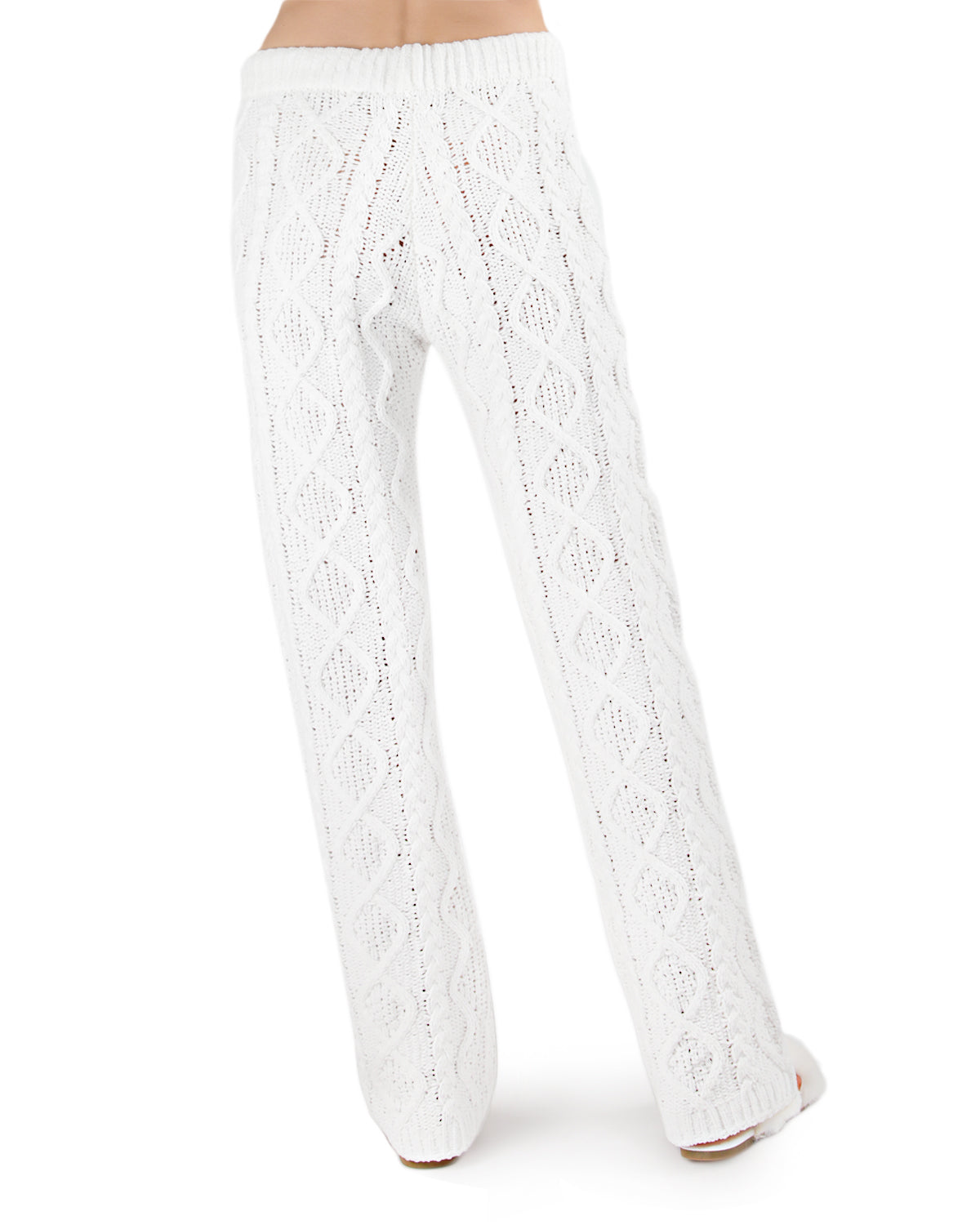 Women's Cable Knit Marshmallow Plush Drawstring Pants