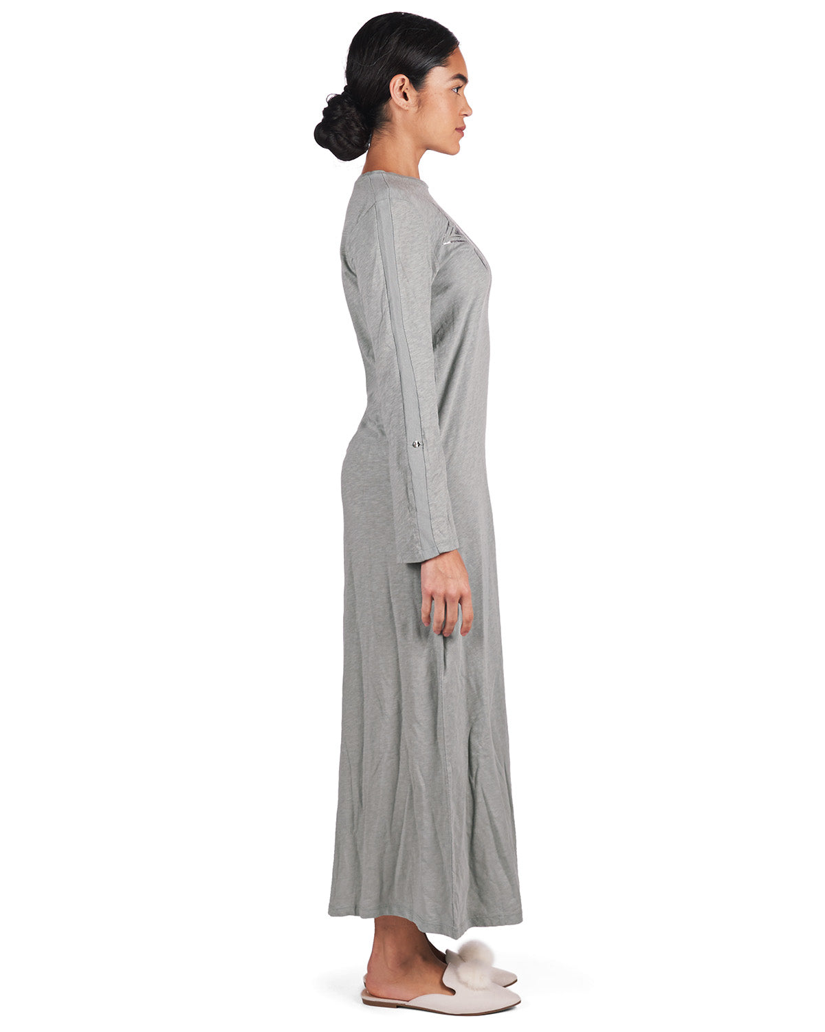 Women's 100% Cotton Slub Knit Full-Length Sleeping Gown