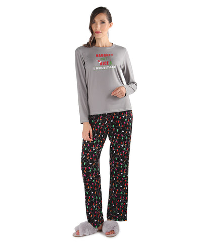 MeMoi Collection Women's Christmas Cat Pajama Set