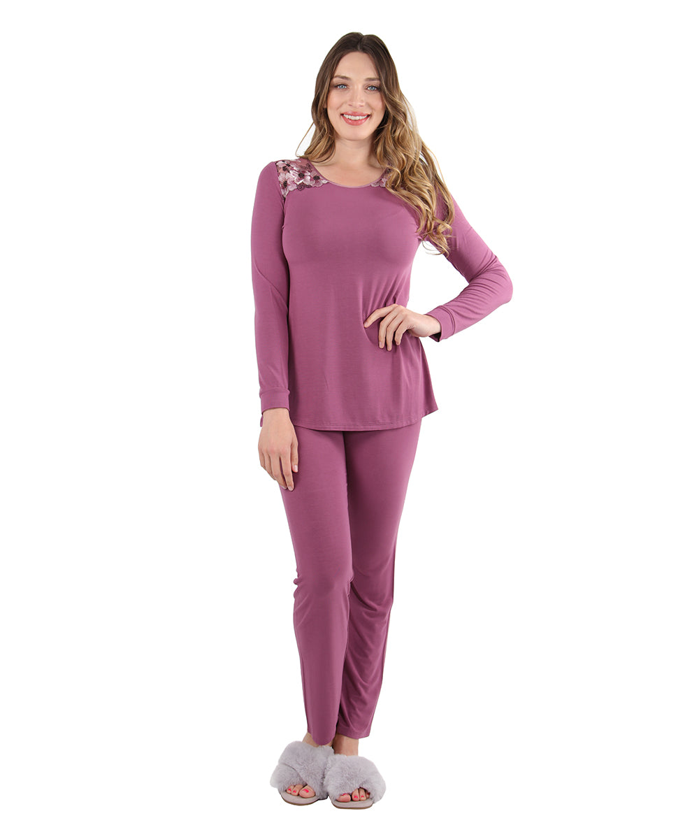 Women's Enchanted Romance Floral Embroidered Pajama Set