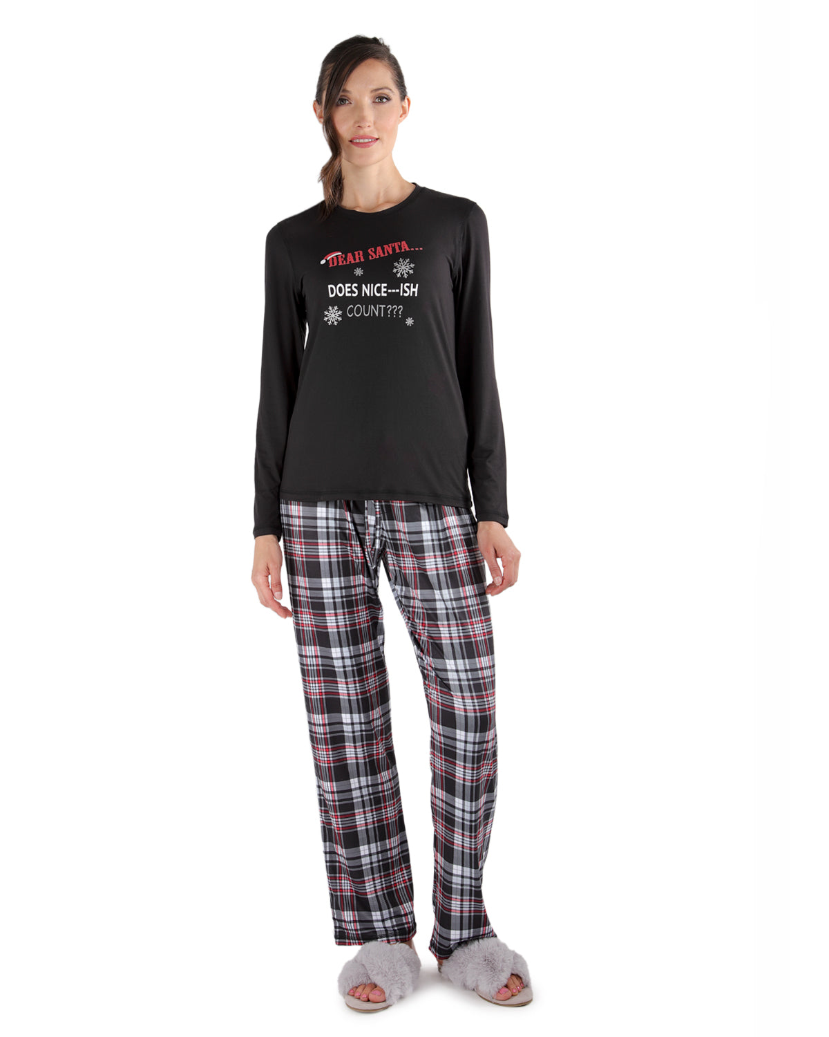 Women's 2 Piece Dear Santa Nice-ish Christmas Two- Piece PJ Set