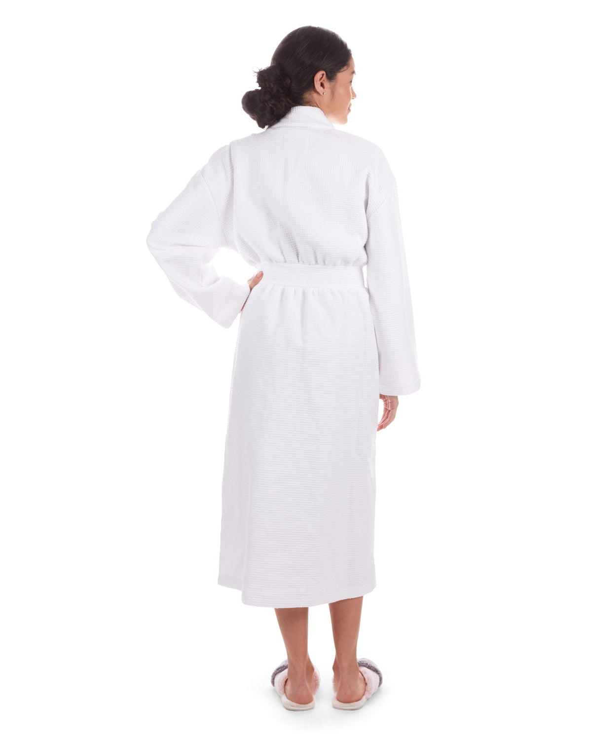 Women's 100% Cotton Woven Waffle Spa-Style Kimono Robe