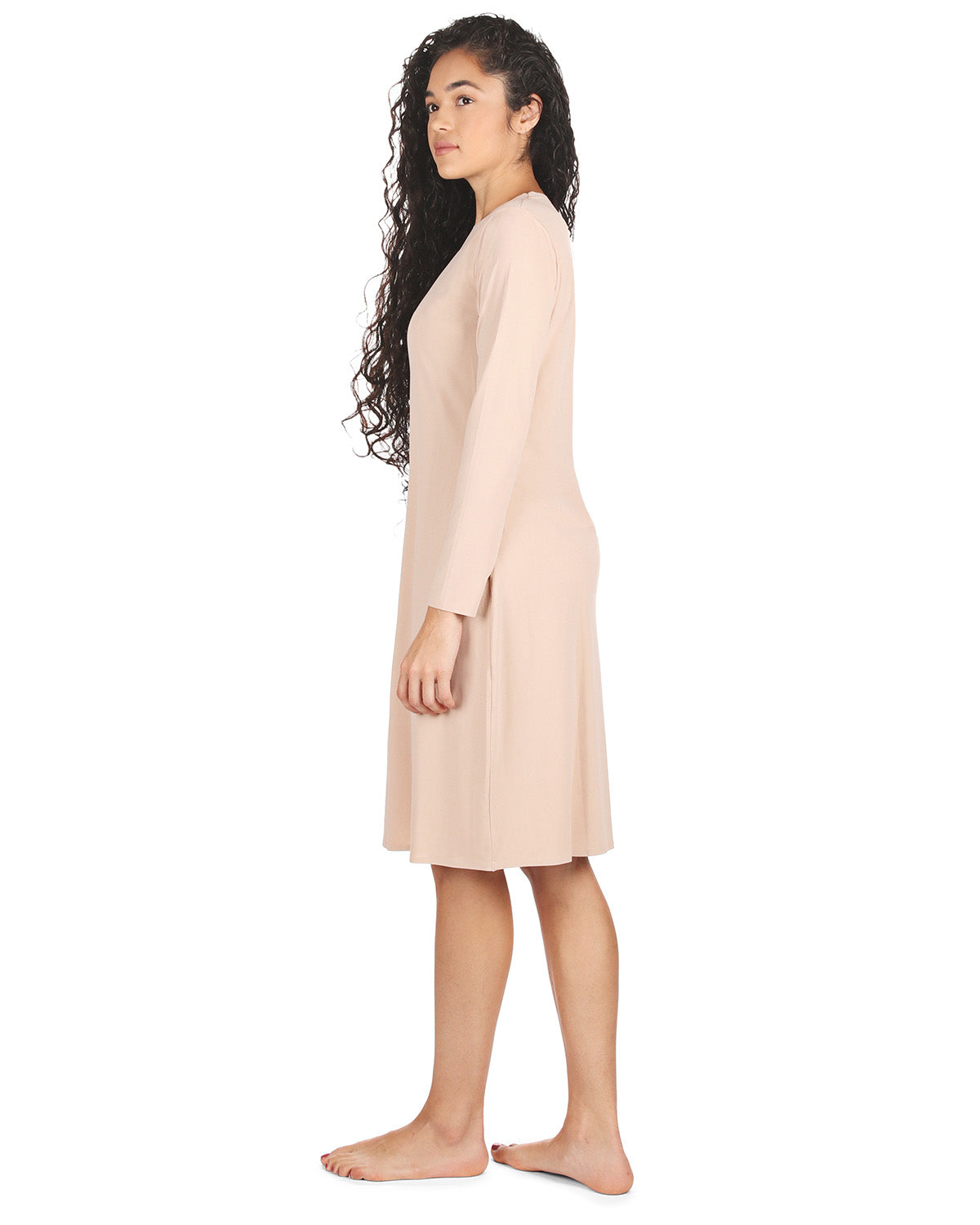 Women's Bonded Long Sleeve Slip Dress