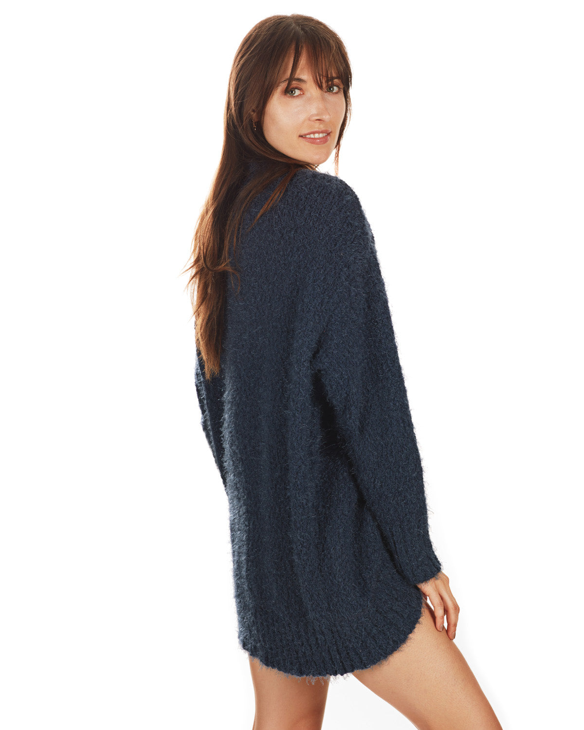 Women's Fuzzy Cocoon Loose Open-Front Cardigan Sweater