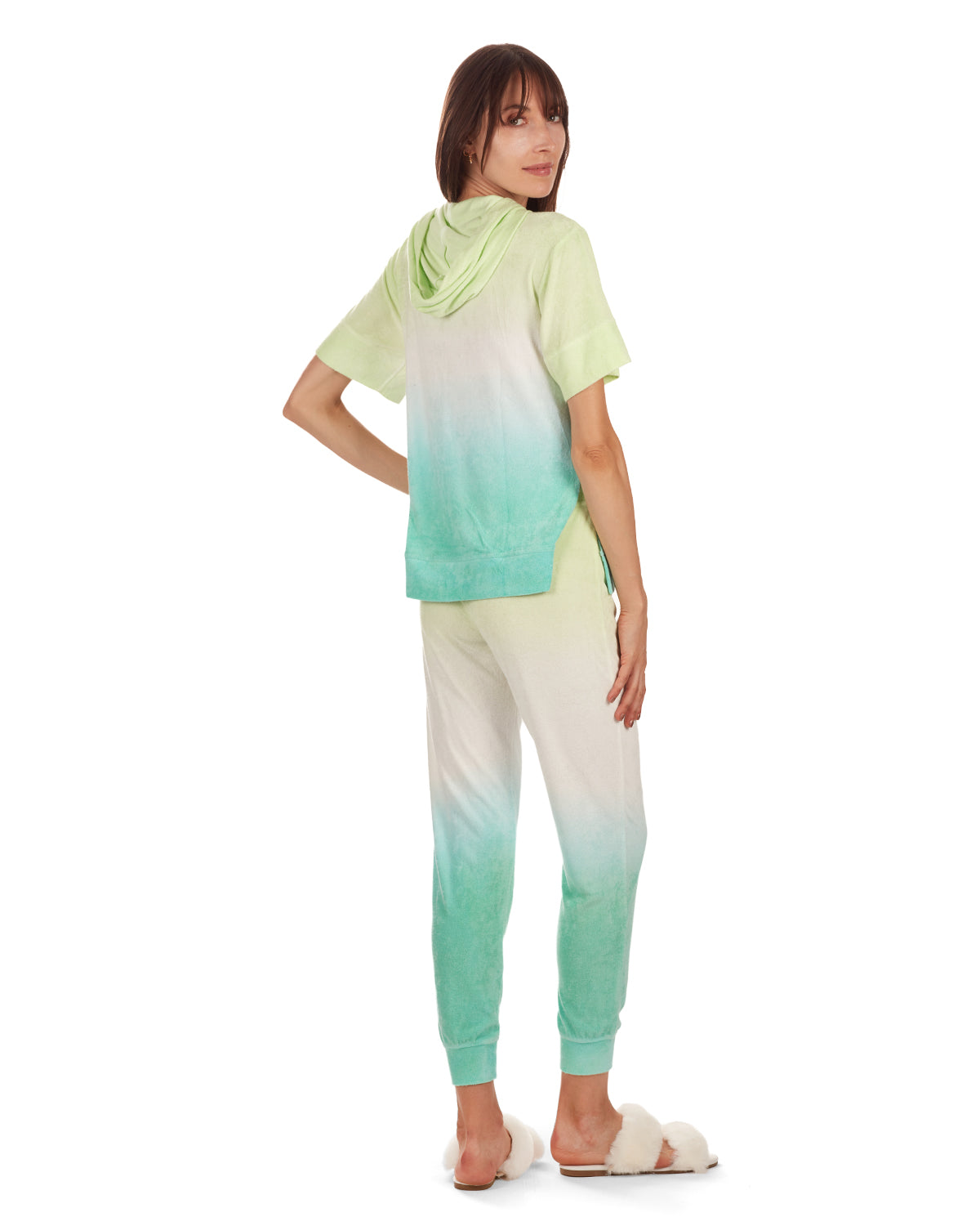 Women's Dip Dye Yummy Terry Cloth Short Sleeve Hoodie