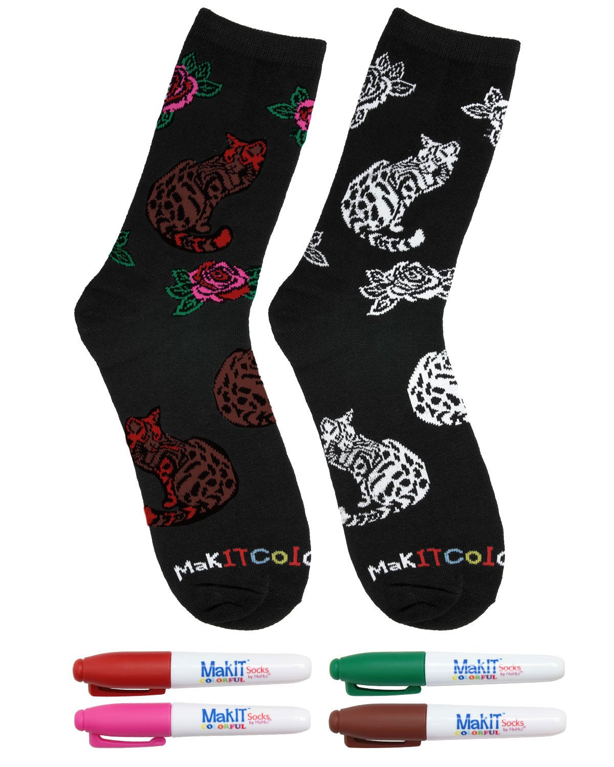 MakIT Color Your Own Floral Crew Sock Marker Kit