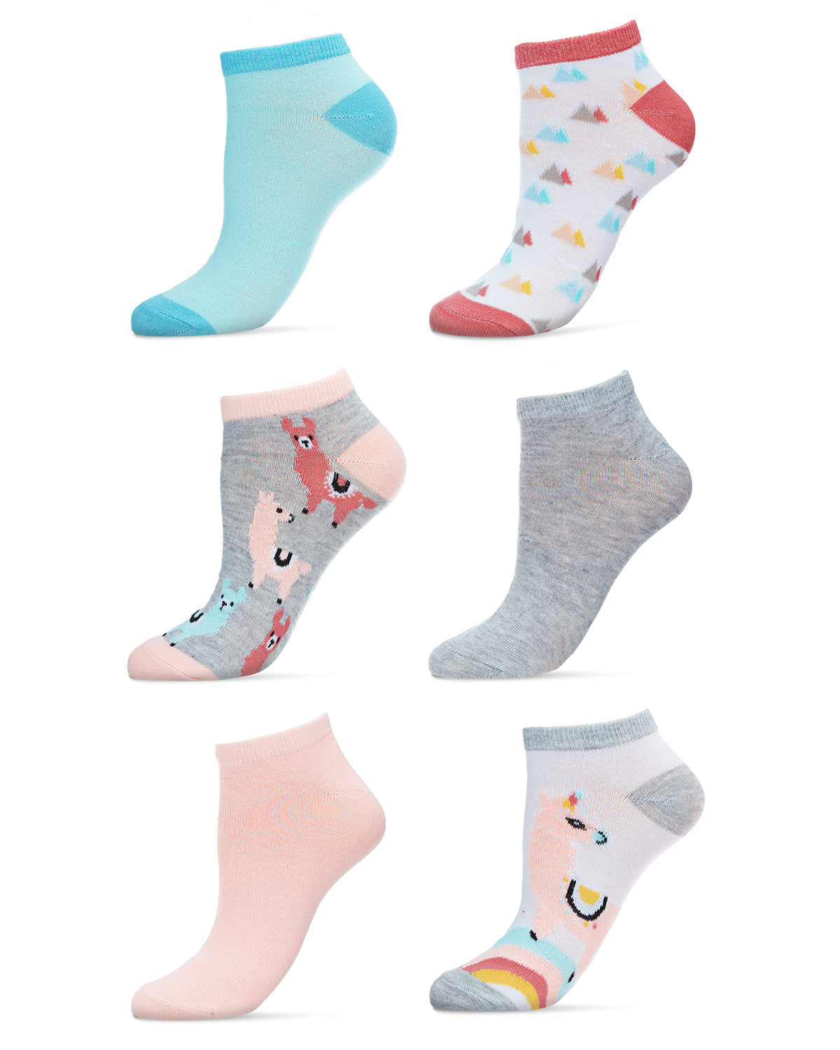 Women's 6 Pair Pack Lovely Llama Low Cut Socks