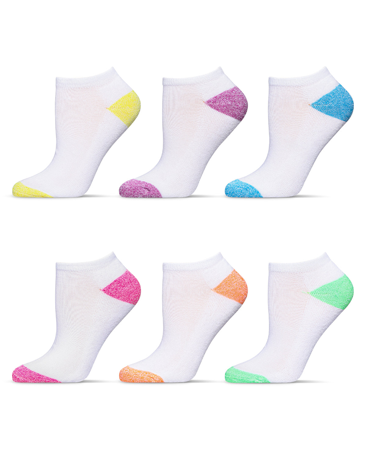 Women's 6 Pair Pack Spacedye Heel and Toe Half Cushioned Low Cut Socks