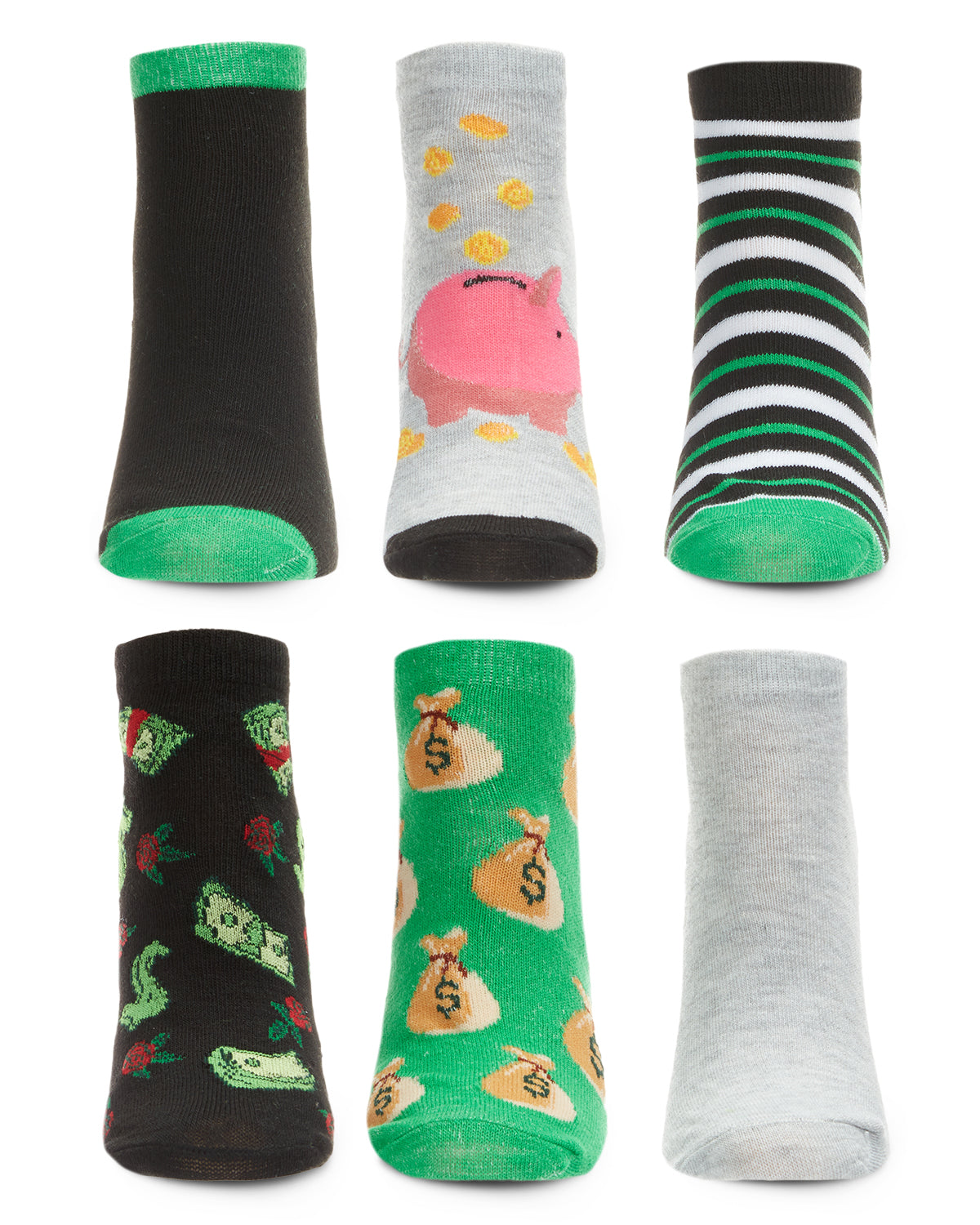 Women's 6 Pair Pack Money Talks Low Cut Socks