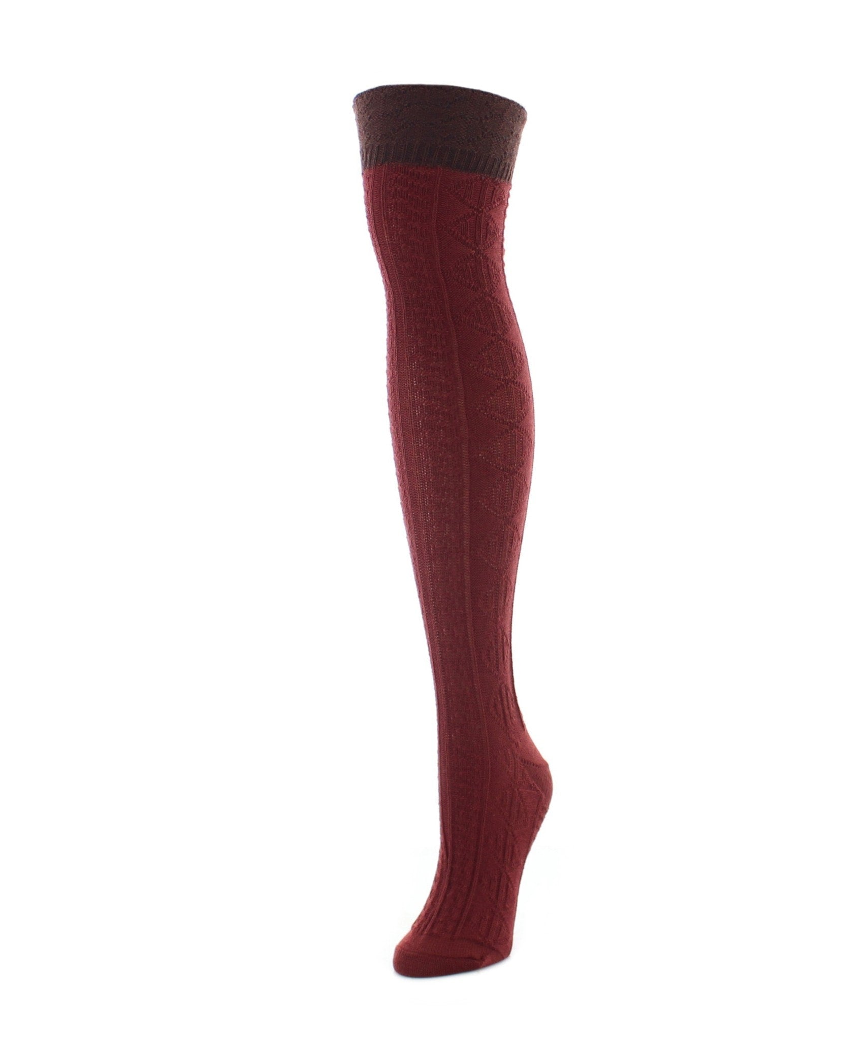 Women's Dot and Braid Wool Blend Over The Knee Sock