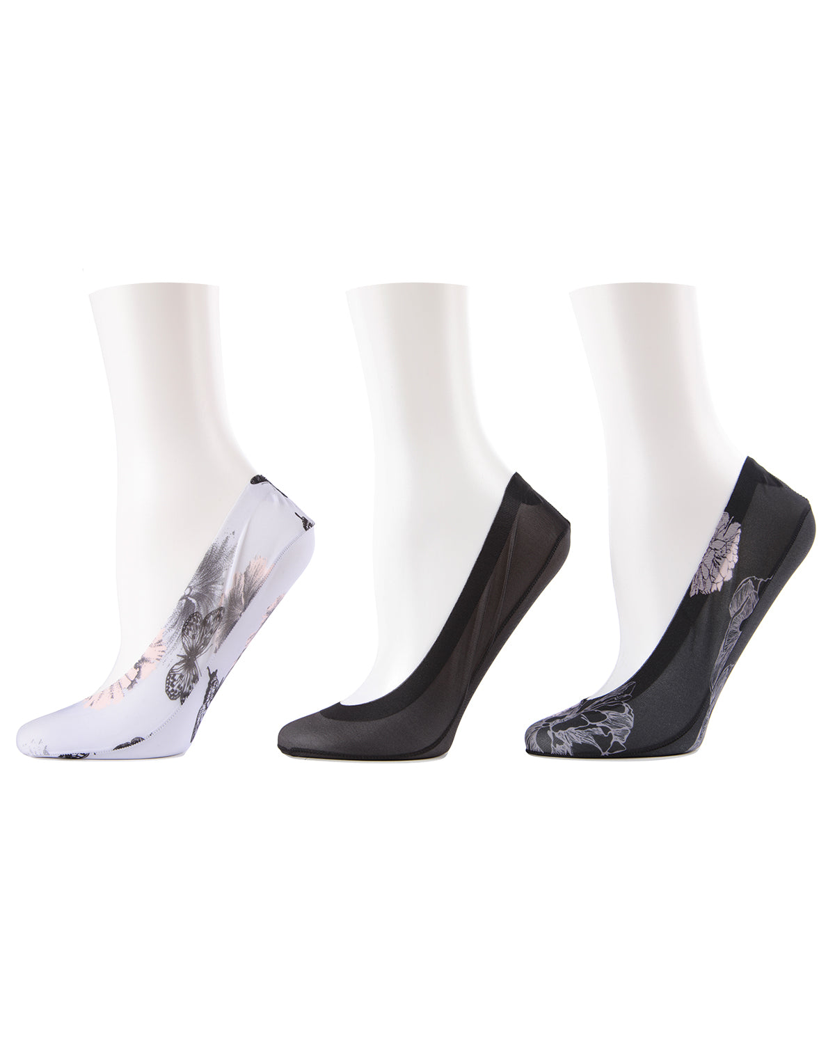 Women's 3 Pair Pack Romance Rebellion Fine Edge Shoe Liner Socks