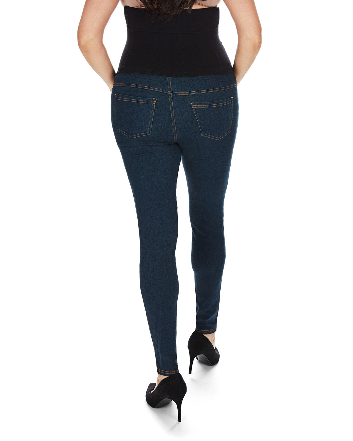 Women's Denim Bamboo Blend Back Boning Support Maternity Leggings