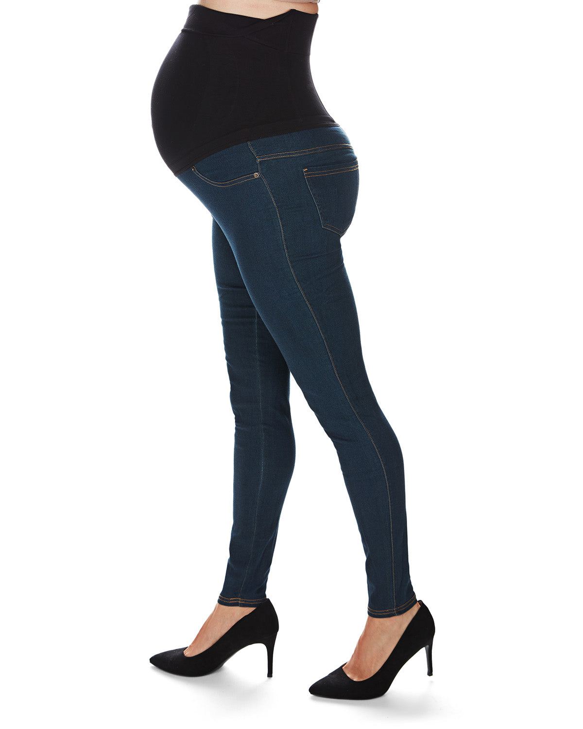 Women's Denim Bamboo Blend Back Boning Support Maternity Leggings