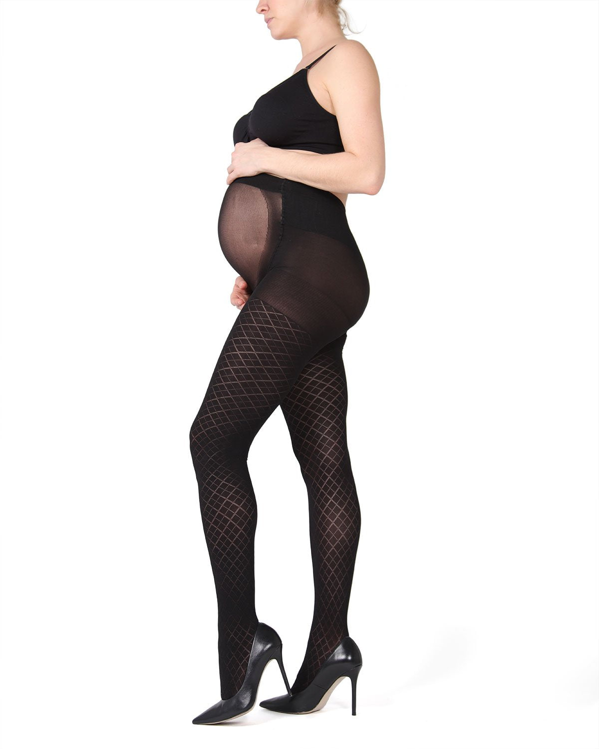 Women's Argyle Pattern Opaque Microfiber Maternity Tights