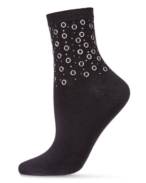 Studs & Stones Studded Rhinestone Anklet Socks