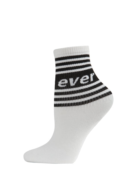 Women's Whatever Text Striped Anklet Sock