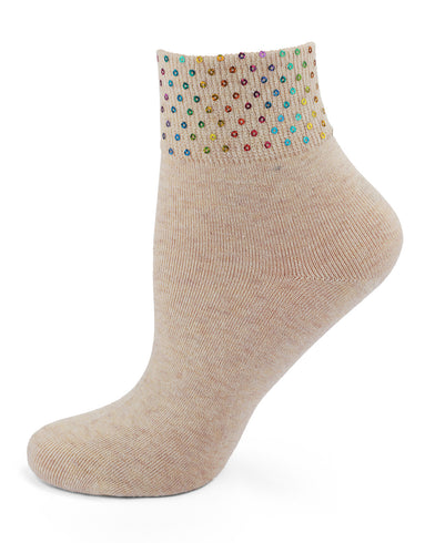 Women's Rainbow Stripe Athletic Cotton Blend Crew Sock