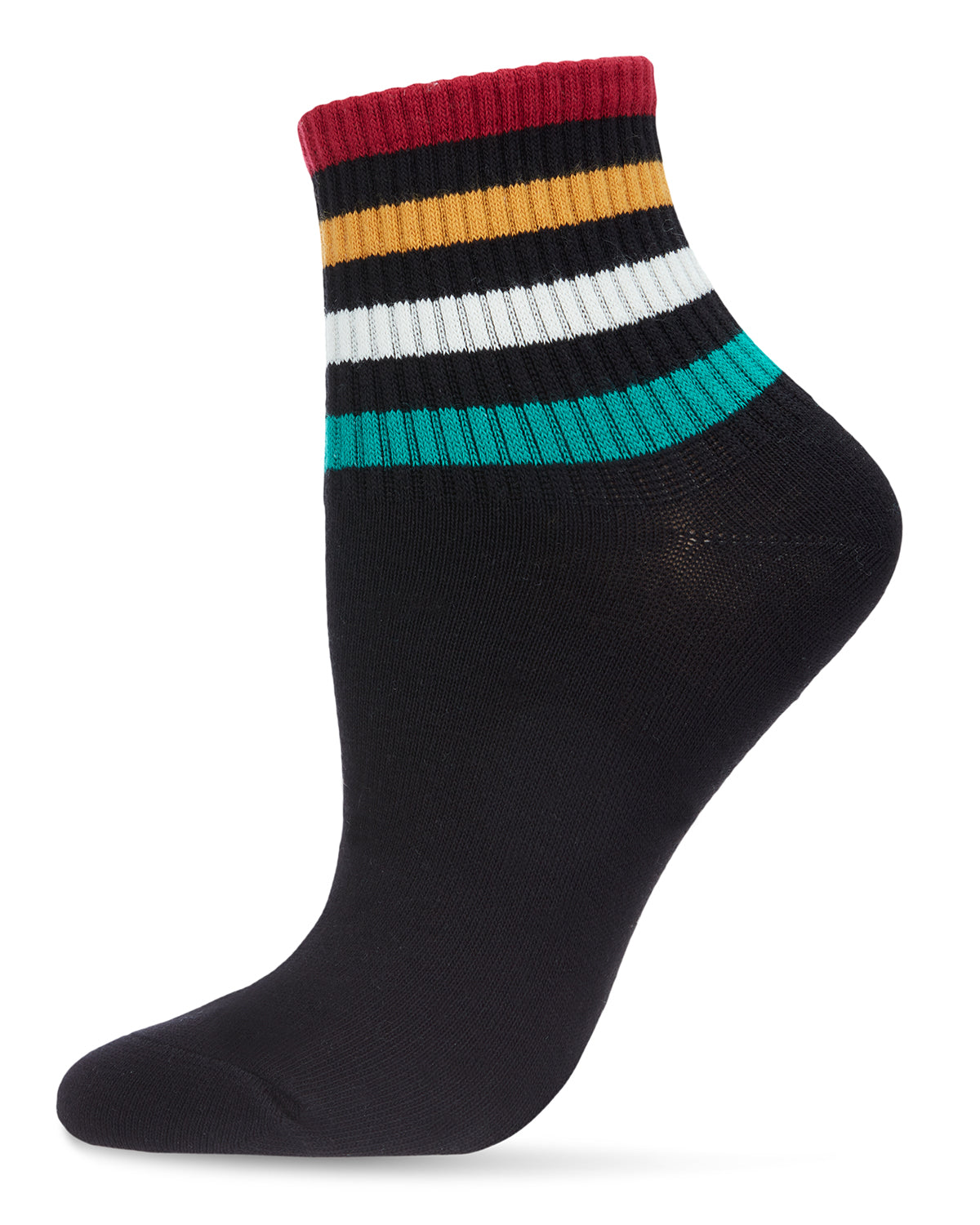 Women's Cotton Blend Retro Style Multicolor Stripe Anklet Sock