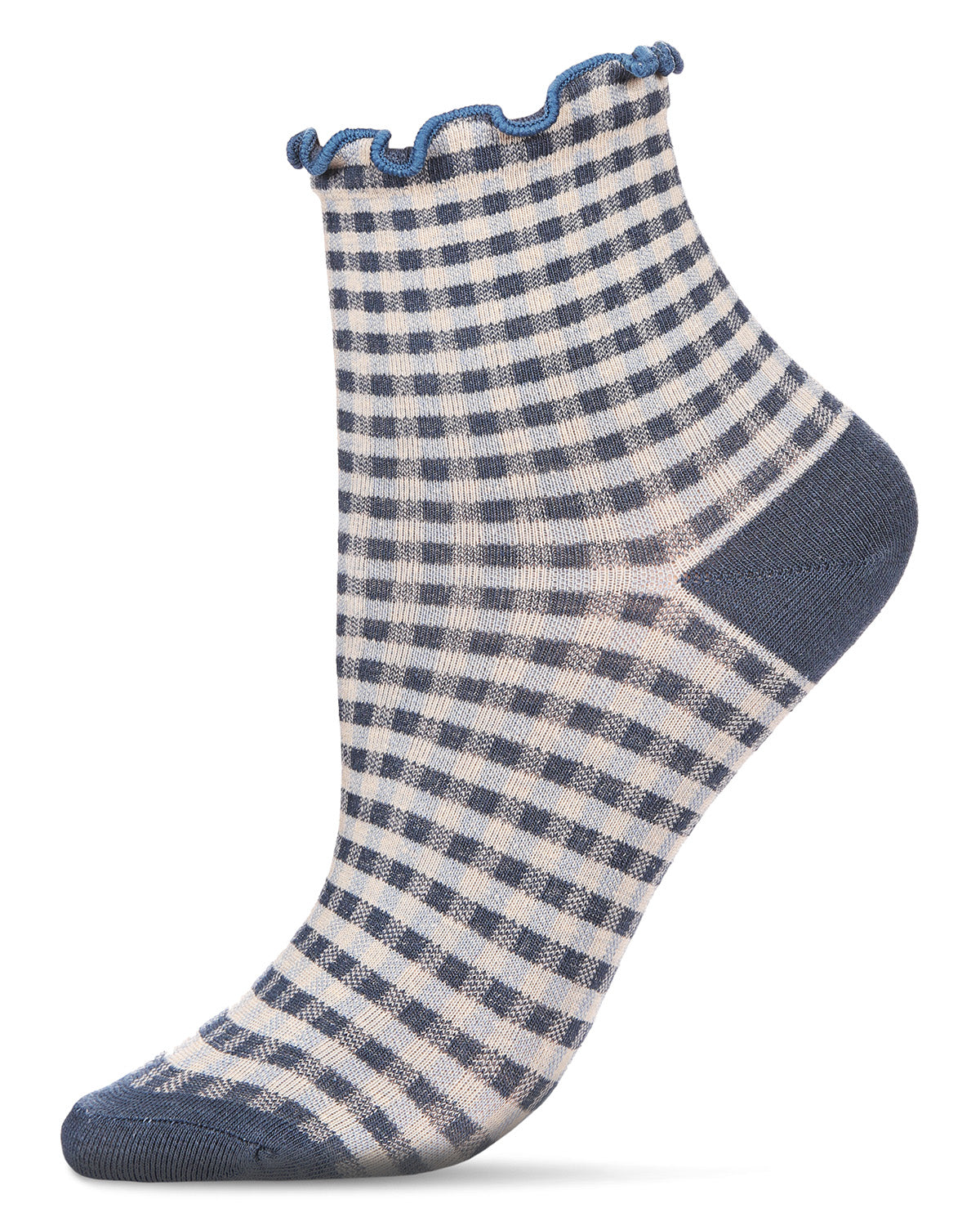 Women's Gingham Cotton Blend Ruffle Cuff Anklet Socks