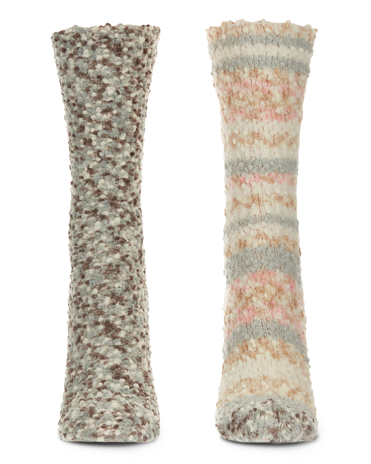 Women's 2 Pair Pack Stripe Fuzzy Popcorn Cozy Socks