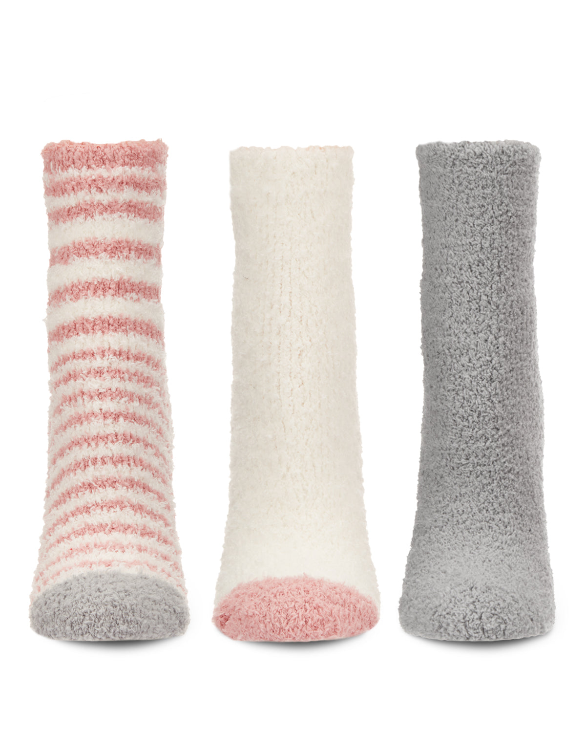 Women's 3 Pair Pack Fuzzy Stripe Cozy Crew Socks